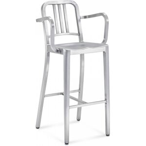 EMECO NAVY BARSTOOL WITH ARMS tabouret avec accoudoirs (brosse - Aluminium recycle)