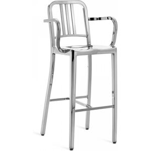 EMECO NAVY BARSTOOL WITH ARMS tabouret avec accoudoirs (Brillant - Aluminium recycle)