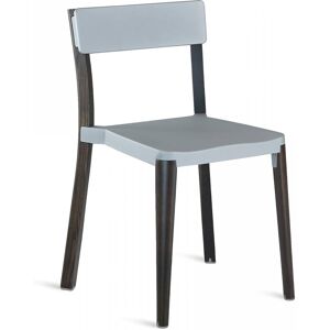 LANCASTER STACKING CHAIR chaise sans accoudoirs (Assise et dossier gris clair - Aluminum recyclé et frêne foncé)