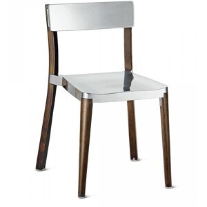 LANCASTER STACKING CHAIR chaise sans accoudoirs (Assise et dossier brillant - Aluminum recyclé et frêne foncé)