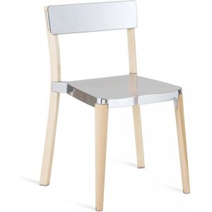 LANCASTER STACKING CHAIR chaise sans accoudoirs (Assise et dossier brillant - Aluminium recyclé et frêne clair)