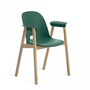 EMECO ALFI ARMCHAIR HIGH BACK chaise avec accoudoirs et le dossier haut (Vert et frene clair - Polypropylene et fibre de bois recycle)