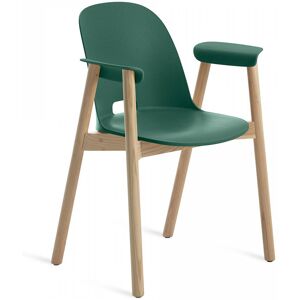 ALFI ARMCHAIR HIGH BACK chaise avec accoudoirs et le dossier haut (Vert et frêne clair - Polypropylène et fibre de bois recyclé)