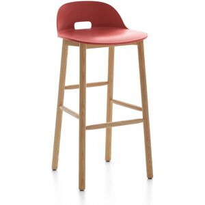 EMECO ALFI BARSTOOL LOW BACK tabouret avec le dossier bas (Rouge et frêne clair - Polypropylène et fibre de bois recyclé)