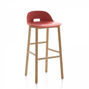 ALFI BARSTOOL LOW BACK tabouret avec le dossier bas (Rouge et frêne clair - Polypropylène et fibre de bois recyclé)