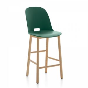 ALFI COUNTER STOOL HIGH BACK tabouret avec le dossier haut (Vert et frêne clair - Polypropylène et fibre de bois recyclé)