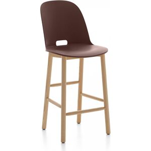 ALFI COUNTER STOOL HIGH BACK tabouret avec le dossier haut (Marron foncé et frêne clair - Polypropylène et fibre de bois recyclé)