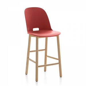 ALFI COUNTER STOOL HIGH BACK tabouret avec le dossier haut (Rouge et frêne clair - Polypropylène et fibre de bois recyclé)