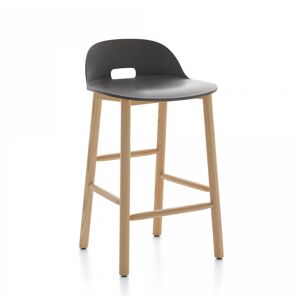 ALFI COUNTER STOOL LOW BACK tabouret avec le dossier bas (Gris foncé et frêne clair - Polypropylène et fibre de bois recyclé)