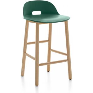 ALFI COUNTER STOOL LOW BACK tabouret avec le dossier bas (Vert et frêne clair - Polypropylène et fibre de bois recyclé)