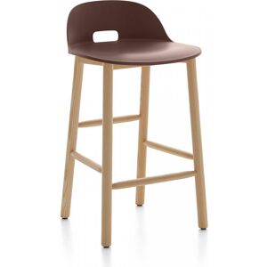 ALFI COUNTER STOOL LOW BACK tabouret avec le dossier bas (Marron foncé et frêne clair - Polypropylène et fibre de bois recyclé)