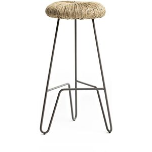 MOGG tabouret DONUT (Gris, h 65 cm - métal et paille)