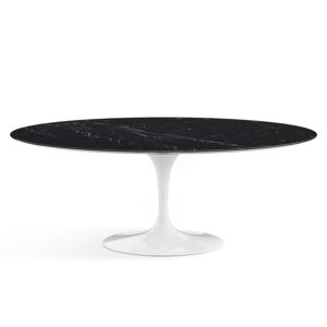 KNOLL table ovale TULIP collection Eero Saarinen 198x121 cm (Base blanche / plateau noir Marquina - marbre et aluminium)