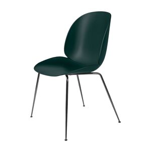 GUBI set de 4 chaises BEETLE DINING CHAIR base chrome noir (Dark green - polypropylène et acier)
