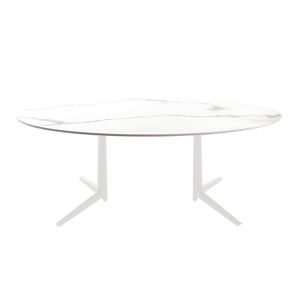 KARTELL table MULTIPLO XL avec plateau oval (Blanc - Aluminium moule et plateau en ceramique finition marbre)