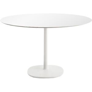 KARTELL table MULTIPLO avec plateau rond Ø 118 cm et grande base carrée (Blanc - Aluminium moulé et plateau en verre)