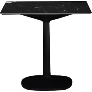 KARTELL table MULTIPLO avec plateau carre 118 cm et grande base carree (Noir - Aluminium moule et plateau en ceramique finition marbre)