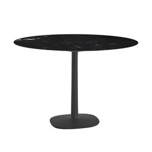 KARTELL table MULTIPLO avec plateau rond Ø 135 cm et grande base carree (Noir - Aluminium moule et plateau en ceramique finition marbre)