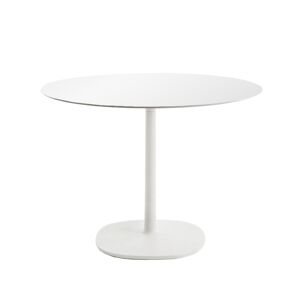 KARTELL table MULTIPLO avec plateau rond Ø 135 cm et grande base carrée (Blanc - Aluminium moulé et plateau en verre) - Publicité
