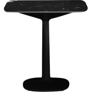 KARTELL table MULTIPLO avec plateau carré 78 cm arrondie et petite base carrée (Noir - Aluminium moulé et plateau en céramique finition marbre) - Publicité