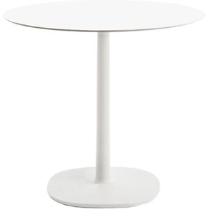 KARTELL table MULTIPLO avec plateau rond Ø 78 cm et petite base carrée (Blanc - Aluminium moulé verni et plateau en grès teinte unie)