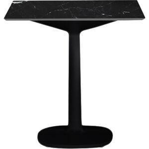 KARTELL table MULTIPLO avec plateau carre 78 cm et petite base carree (Noir - Aluminium moule et plateau en ceramique finition marbre)