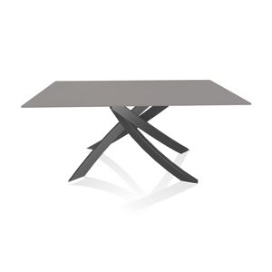 BONTEMPI CASA table avec structure anthracite ARTISTICO 20.13 160x90 cm (Anti-rayures gris clair opaque - Plateau en verre et structure en acier [...]