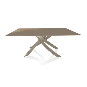 BONTEMPI CASA table avec structure sable ARTISTICO 20.00 180x106 cm (Tourterelle brillant - Plateau en verre et structure en acier laqué sable)