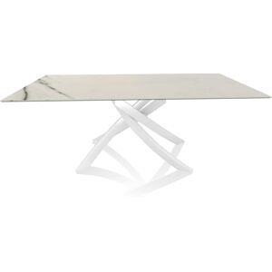 BONTEMPI CASA table avec structure blanche ARTISTICO 52.45 200x100 cm (Blanc Statuario mat - Plateau en SuperMarbre et structure en acier laqué [...] - Publicité