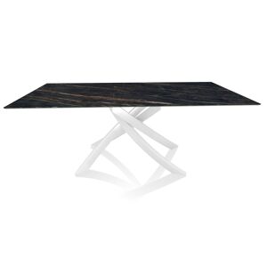 BONTEMPI CASA table avec structure blanche ARTISTICO 52.45 200x100 cm (Noir Desir brillant - Plateau en SuperMarbre et structure en acier laqué [...] - Publicité