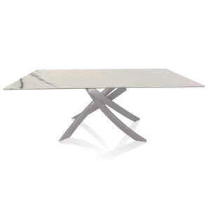 BONTEMPI CASA table avec structure gris clair ARTISTICO 52.45 200x100 cm (Blanc Statuario mat - Plateau en SuperMarbre et structure en acier [...] - Publicité