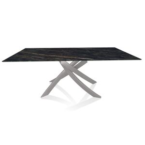 BONTEMPI CASA table avec structure gris clair ARTISTICO 52.45 200x100 cm (Noir Desir brillant - Plateau en SuperMarbre et structure en acier [...] - Publicité