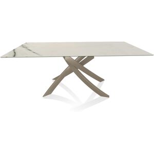 BONTEMPI CASA table avec structure sable ARTISTICO 52.45 200x100 cm (Blanc Statuario mat - Plateau en SuperMarbre et structure en acier laqué [...] - Publicité