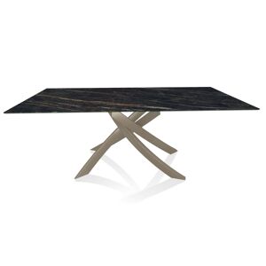 BONTEMPI CASA table avec structure sable ARTISTICO 52.45 200x100 cm (Noir Desir brillant - Plateau en SuperMarbre et structure en acier laqué [...] - Publicité