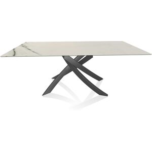 BONTEMPI CASA table avec structure anthracite ARTISTICO 52.45 200x100 cm (Blanc Statuario mat - Plateau en SuperMarbre et structure en acier [...] - Publicité