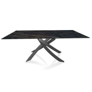 BONTEMPI CASA table avec structure anthracite ARTISTICO 52.45 200x100 cm (Noir Desir brillant - Plateau en SuperMarbre et structure en acier [...] - Publicité
