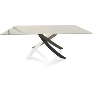 BONTEMPI CASA table avec structure multicolor elegant ARTISTICO 52.45 200x100 cm (Blanc Statuario mat - Plateau en SuperMarbre et structure en [...] - Publicité