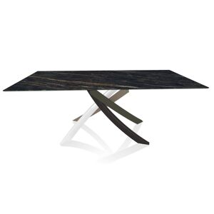 BONTEMPI CASA table avec structure multicolor elegant ARTISTICO 52.45 200x100 cm (Noir Desir brillant - Plateau en SuperMarbre et structure en [...] - Publicité