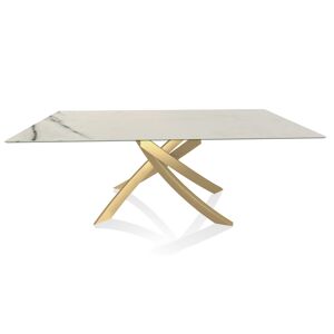 BONTEMPI CASA table avec structure or ARTISTICO 52.45 200x100 cm (Blanc Statuario mat - Plateau en SuperMarbre et structure en acier laqué or) - Publicité