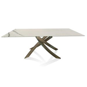 BONTEMPI CASA table avec structure laiton vielli ARTISTICO 52.45 200x100 cm (Blanc Statuario mat - Plateau en SuperMarbre et structure en acier [...] - Publicité