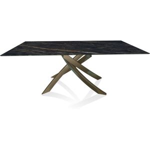 BONTEMPI CASA table avec structure laiton vielli ARTISTICO 52.45 200x100 cm (Noir Desir brillant - Plateau en SuperMarbre et structure en acier [...] - Publicité