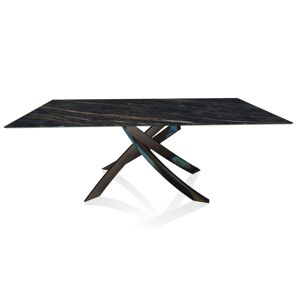 BONTEMPI CASA table avec structure noir poli ARTISTICO 52.45 200x100 cm (Noir Desir brillant - Plateau en SuperMarbre et structure en acier [...] - Publicité