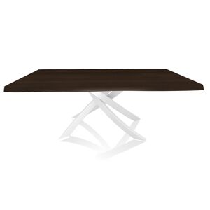 BONTEMPI CASA table avec structure blanche ARTISTICO 20.01 200x106 cm (Noyer - Plateau en bois plaqué avec bords massif irrégulier et structure [...] - Publicité