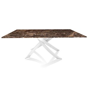 BONTEMPI CASA table avec structure blanche ARTISTICO 20.01 200x106 cm (Dark Emperador - Plateau en marbre naturel et structure en acier laqué [...] - Publicité