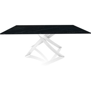 BONTEMPI CASA table avec structure blanche ARTISTICO 20.01 200x106 cm (Noir Marquina - Plateau en marbre naturel et structure en acier laqué [...] - Publicité