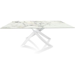 BONTEMPI CASA table avec structure blanche ARTISTICO 20.01 200x106 cm (Arabescato brillant - Plateau en SuperMarbre et structure en acier laqué [...] - Publicité