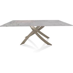 BONTEMPI CASA table avec structure sable ARTISTICO 20.01 200x106 cm (Blanc Dolomite - Plateau en marbre naturel et structure en acier laqué [...] - Publicité