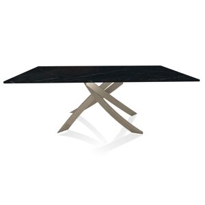 BONTEMPI CASA table avec structure sable ARTISTICO 20.01 200x106 cm (Noir Marquina - Plateau en marbre naturel et structure en acier laqué [...] - Publicité
