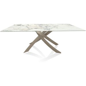 BONTEMPI CASA table avec structure sable ARTISTICO 20.01 200x106 cm (Arabescato brillant - Plateau en SuperMarbre et structure en acier laqué [...]