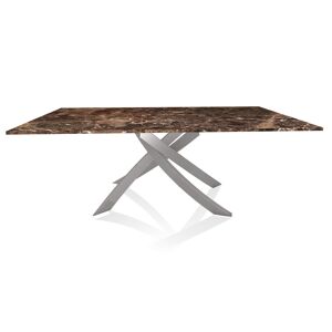 BONTEMPI CASA table avec structure gris clair ARTISTICO 20.01 200x106 cm (Dark Emperador - Plateau en marbre naturel et structure en acier laqué [...] - Publicité